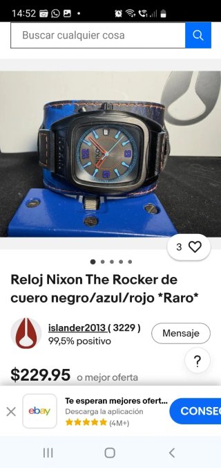 Reloj Nixon The Rocker Negro/Gris .Nuevo sin usar.