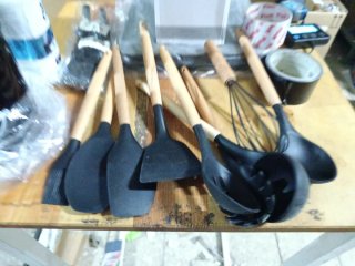 Set Utensilios Cocina Goma y Madera
