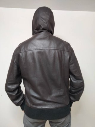 Chaqueta de piel auténtica marrón Talla L
