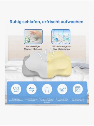 Almohada Ergonómica Gris y Blanca