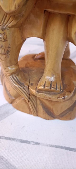 Figura Pescador Chino Madera Tallada