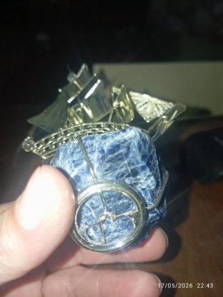 Galeone in argento 925 su quarzo blu