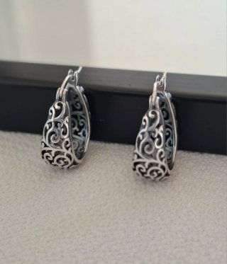 Pendientes Plata Vintage Filigrana de 2 cm