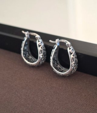 Pendientes Plata Vintage Filigrana de 2 cm