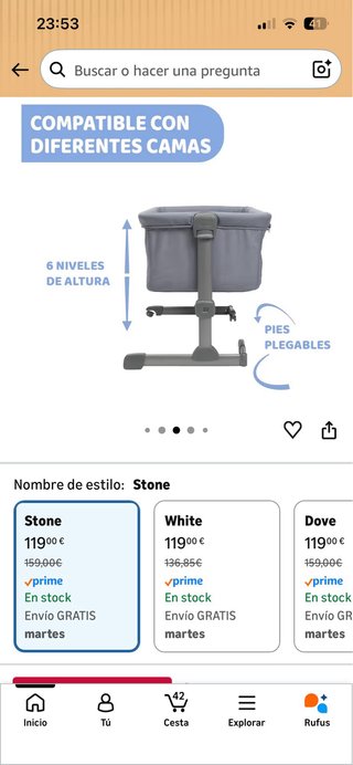 Minicuna Chicco gris/piedra
