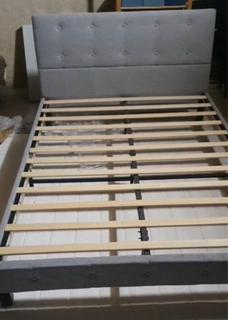 Estructura Cama 135cm Tela y Madera