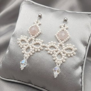 Orecchini pizzo vintage quarzo rosa cristallo