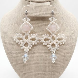 Orecchini pizzo vintage quarzo rosa cristallo