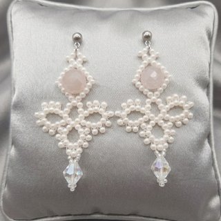 Orecchini pizzo vintage quarzo rosa cristallo