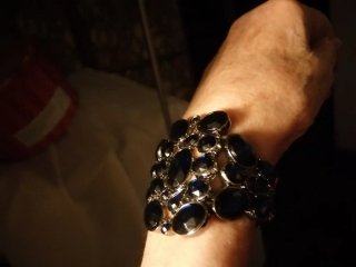 Bracciale elastico con cristalli blu