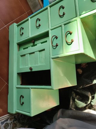 Mueble Escalera Madera Verde