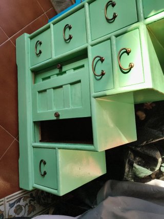 Mueble Escalera Madera Verde