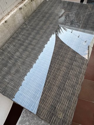 Tavolo da Terrazza in Rattan e Cristallo