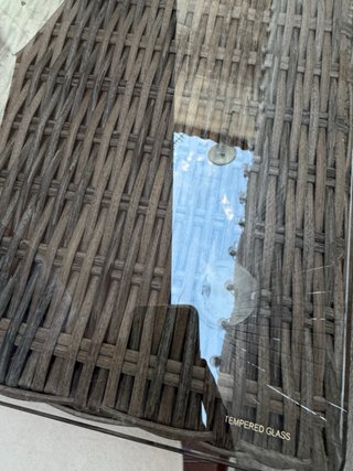 Tavolo da Terrazza in Rattan e Cristallo