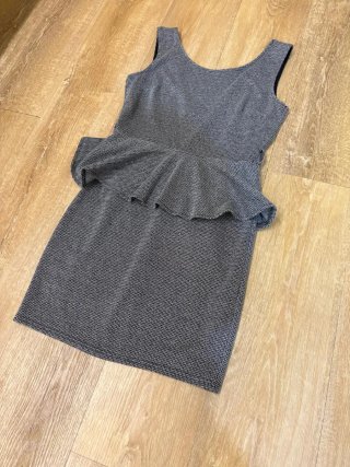Vestito donna peplo vintage grigio
