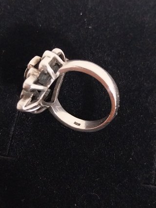 Anillo antiguo PLATA, Granates y Marcasitas