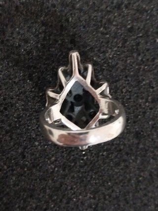 Anillo antiguo PLATA, Granates y Marcasitas