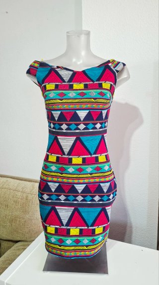 Vestido Talla S Estampado Étnico