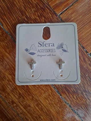 Pendientes Sfera Cruz Plata