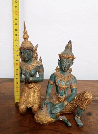 Coppia Buddha Thai Bronzo massiccio collezione