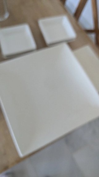 Vajilla japonesa cuadrada cerámica blanca