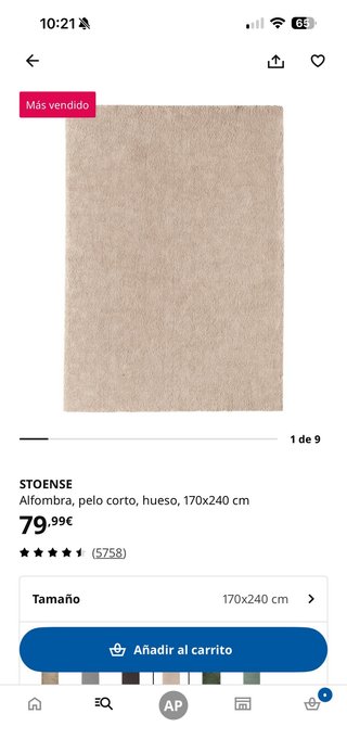 Alfombra Ikea STOENSE Beige 170x240