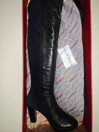 Botas de piel Wonders negras y azules