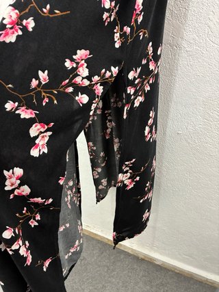 Falda larga flores negra talla 42