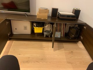 Mueble TV marrón wengué 2 cuerpos