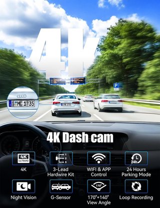 Dashcam 4K Triple Cámara WiFi 64GB Nueva