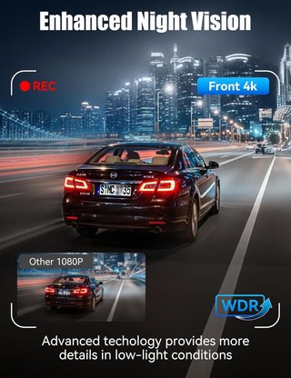 Dashcam 4K Triple Cámara WiFi 64GB Nueva
