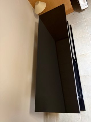 Mueble TV Negro Brillo Cajón y Estante
