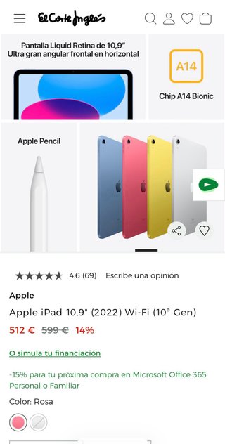 Apple iPad 10 (2022) Rosa + Apple Pencil