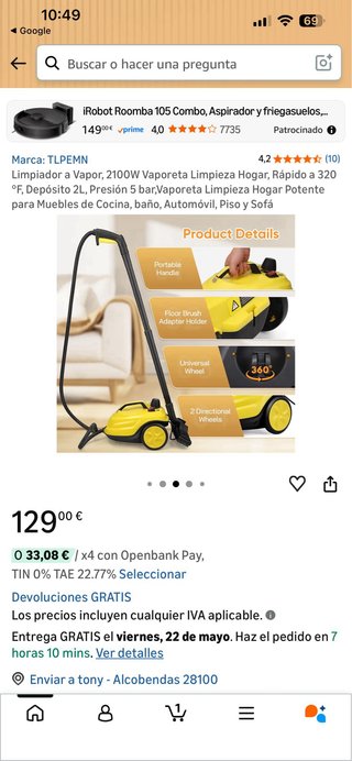 Vaporeta Limpieza Hogar 2100W