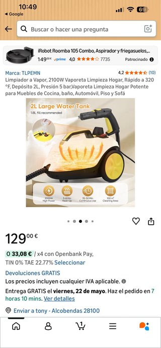Vaporeta Limpieza Hogar 2100W