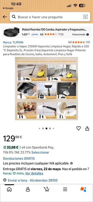 Vaporeta Limpieza Hogar 2100W