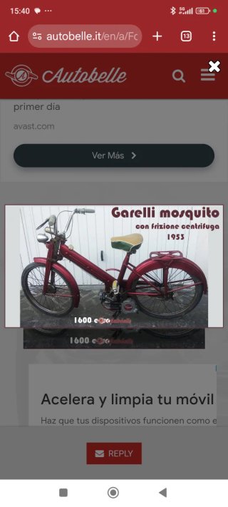 Moto Clásica Roja Modelo Garelli mosquito 1954