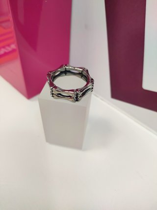 Anillo acero plateado hueso T29