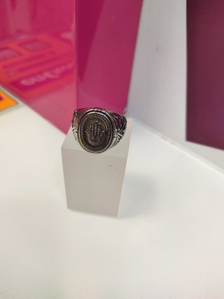 Anillo acero plateado mano de fatima T23