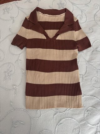 Jersey de rayas marrón y beige