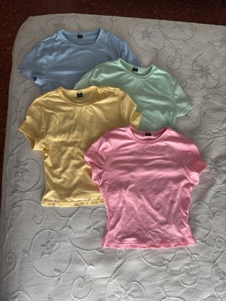 Lote 4 Camisetas Manga Corta Colores Pastel