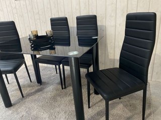 Mesa Cristal Templado + 4 Sillas Polipiel
