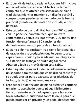 Piano 61 teclas con banco sin uso