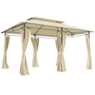 Outsunny Cenador Jardín 4x3m Doble Techo Beige