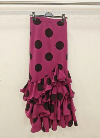 Falda flamenca lunares roja y negra nueva