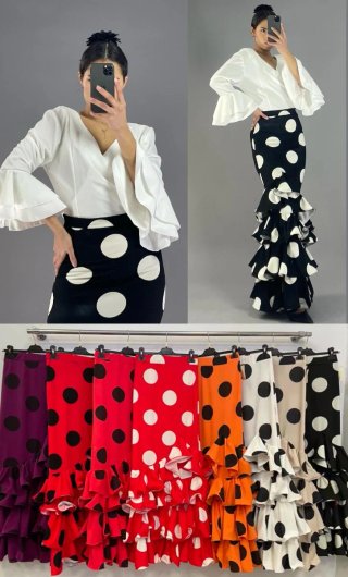 Falda flamenca lunares buganvilla nueva