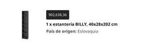 Librería IKEA BILLY negro-marrón 40x28x202 cm