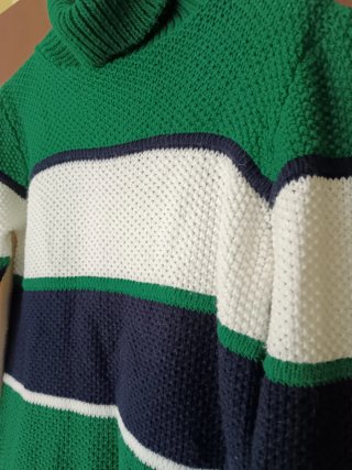 Jersey cuello alto rayas verde blanco
