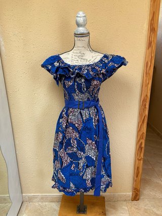 Vestido africano algodón volantes estampado