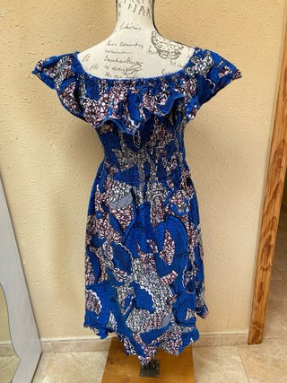 Vestido africano algodón volantes estampado